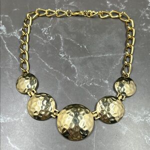 M. Jent Hammered Disc Gold Toned Necklace
